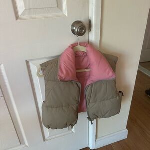 Pink and Tan Puffer Vest